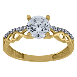 10kt Two-tone Gold Womens Round Cubic Zirconia Twisted Engagement Ring