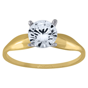 10kt Two-tone Gold Womens Round Cubic Zirconia Engagement Ring