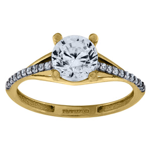 10kt Two-tone Gold Womens Round Cubic Zirconia Engagement Ring