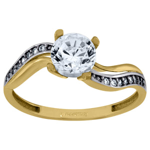 10kt Two-tone Gold Womens Round Cubic Zirconia Twisted Engagement Ring
