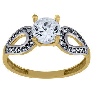 10kt Two-tone Gold Womens Round Cubic Zirconia Engagement Ring