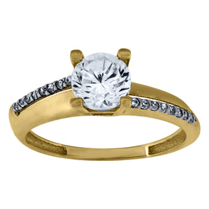 10kt Two-tone Gold Womens Round Cubic Zirconia Engagement Ring