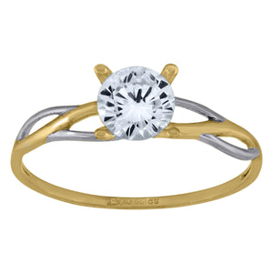 10kt Two-tone Gold Womens Round Cubic Zirconia Twisted Engagement Ring