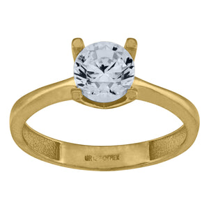 10kt Yellow Gold Womens Round Cubic Zirconia Engagement Ring