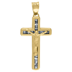 14kt Yellow Gold Unisex CZ Crucifix Cross Religious Charm Pendant