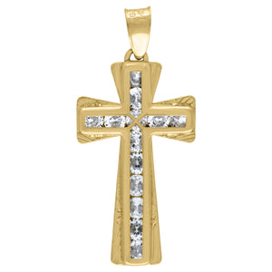 14kt Yellow Gold Unisex CZ Cross Religious Charm Pendant