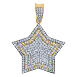 10kt Two-tone Gold Mens Cubic-zirconia 5 Corner Star Religious Charm Pendant