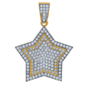 10kt Two-tone Gold Mens Cubic-zirconia 5 Corner Star Religious Charm Pendant