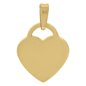 925 Sterling Silver Yellow-Tone Womens Heart Disc Charm Pendant