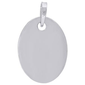 925 Sterling Silver Mens Fashion Oval Disc Charm Pendant