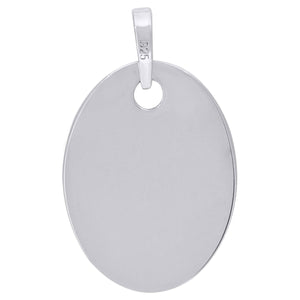 925 Sterling Silver Mens Fashion Oval Disc Charm Pendant