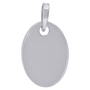 925 Sterling Silver Mens Fashion Oval Disc Charm Pendant