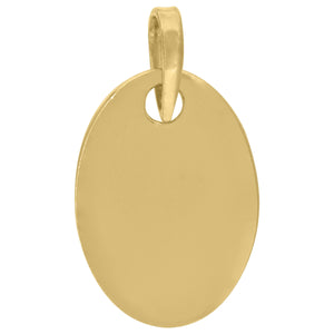 925 Sterling Silver Yellow-tone Mens Fashion Oval Disc Charm Pendant