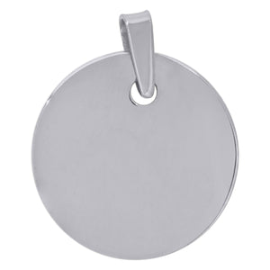 925 Sterling Silver Mens Fashion Round Disc Charm Pendant