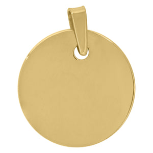 925 Sterling Silver Yellow-tone Mens Fashion Round Disc Charm Pendant