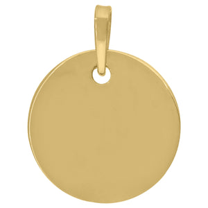 925 Sterling Silver Yellow-tone Mens Fashion Round Disc Charm Pendant