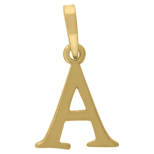 925 Sterling Silver Yellow-tone Unisex Plain Initial Alphabet A Charm Pendant
