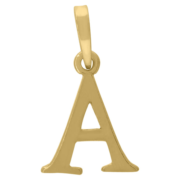 925 Sterling Silver Yellow-tone Unisex Plain Initial Alphabet A Charm Pendant
