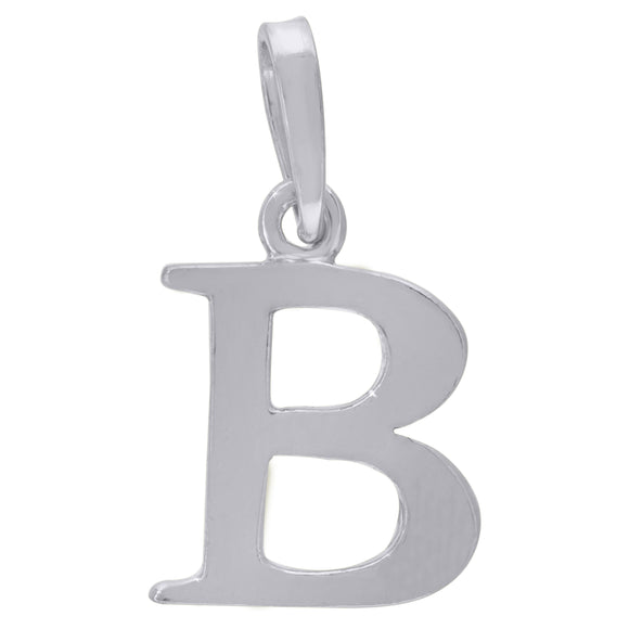 925 Sterling Silver Unisex Plain Initial Alphabet B Charm Pendant