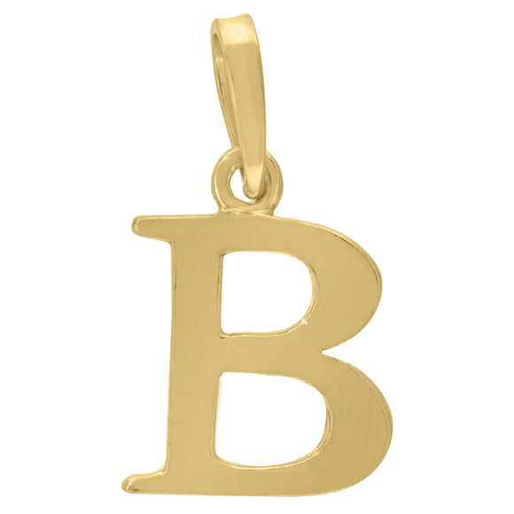 925 Sterling Silver Yellow-tone Unisex Plain Initial Alphabet B Charm Pendant