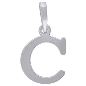 925 Sterling Silver Unisex Plain Initial Alphabet C Charm Pendant