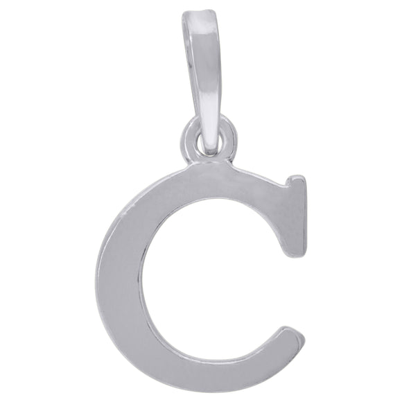 925 Sterling Silver Unisex Plain Initial Alphabet C Charm Pendant