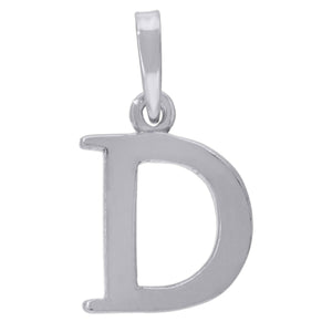 925 Sterling Silver Unisex Plain Initial Alphabet D Charm Pendant