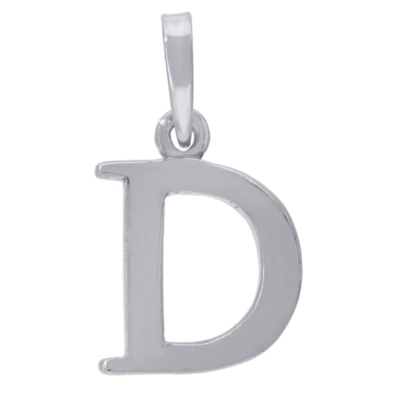 925 Sterling Silver Unisex Plain Initial Alphabet D Charm Pendant