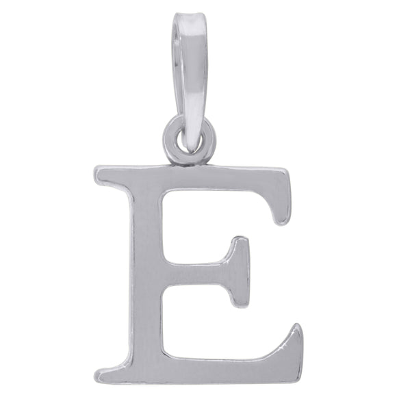 925 Sterling Silver Unisex Plain Initial Alphabet E Charm Pendant