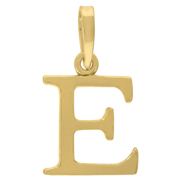 925 Sterling Silver Yellow-tone Unisex Plain Initial Alphabet E Charm Pendant