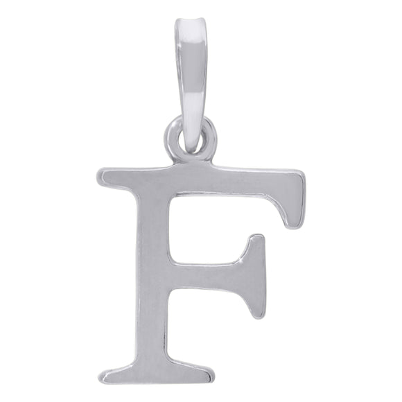 925 Sterling Silver Unisex Plain Initial Alphabet F Charm Pendant