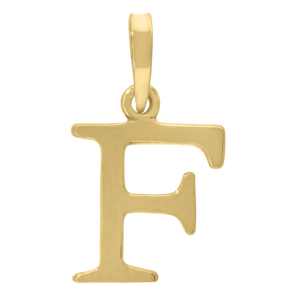 925 Sterling Silver Yellow-tone Unisex Plain Initial Alphabet F Charm Pendant