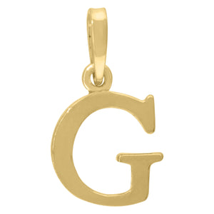 925 Sterling Silver Yellow-tone Unisex Plain Initial Alphabet G Charm Pendant