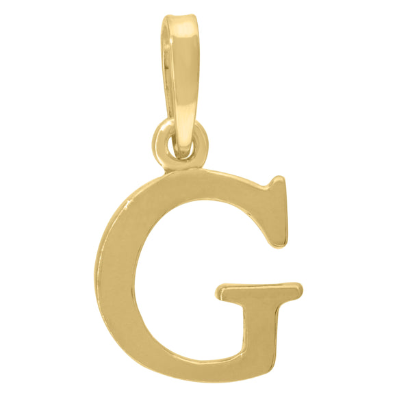 925 Sterling Silver Yellow-tone Unisex Plain Initial Alphabet G Charm Pendant