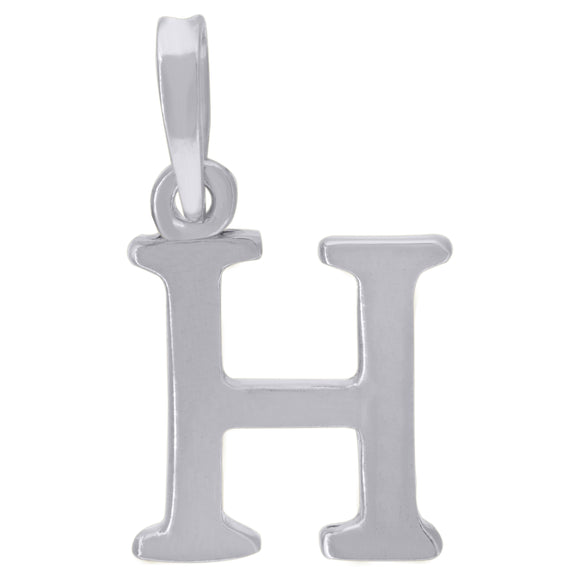 925 Sterling Silver Unisex Plain Initial Alphabet H Charm Pendant
