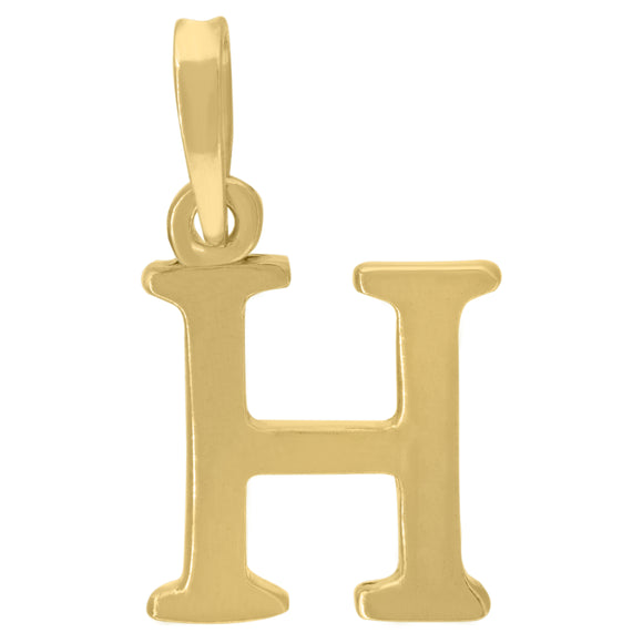 925 Sterling Silver Yellow-tone Unisex Plain Initial Alphabet H Charm Pendant