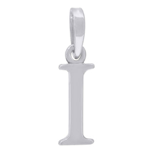 925 Sterling Silver Unisex Plain Initial Alphabet I Charm Pendant