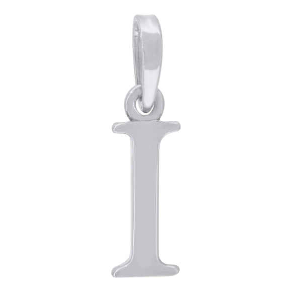 925 Sterling Silver Unisex Plain Initial Alphabet I Charm Pendant