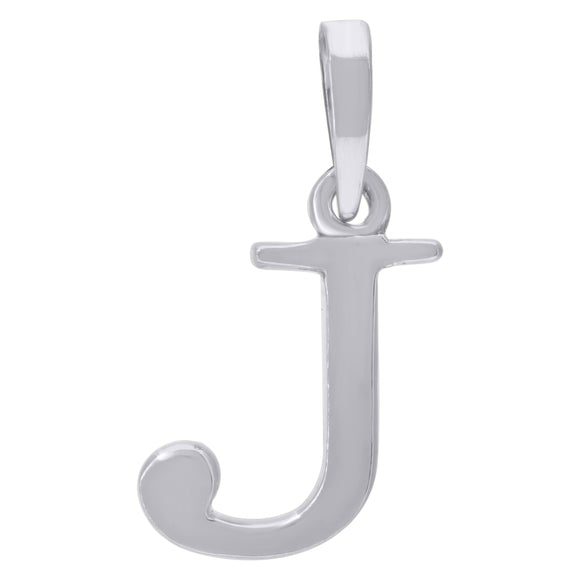 925 Sterling Silver Unisex Plain Initial Alphabet J Charm Pendant
