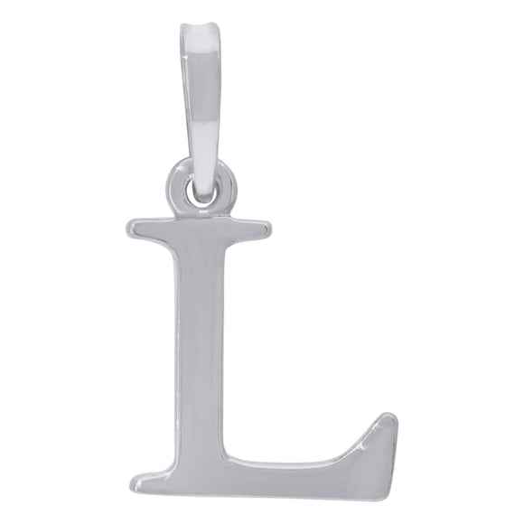 925 Sterling Silver Unisex Plain Initial Alphabet L Charm Pendant