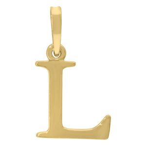 925 Sterling Silver Yellow-tone Unisex Plain Initial Alphabet L Charm Pendant