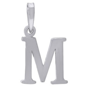 925 Sterling Silver Unisex Plain Initial Alphabet M Charm Pendant