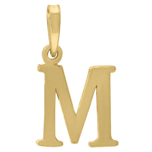 925 Sterling Silver Yellow-tone Unisex Plain Initial Alphabet M Charm Pendant