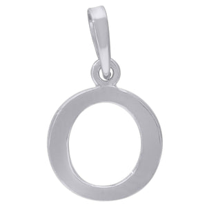 925 Sterling Silver Unisex Plain Initial Alphabet O Charm Pendant