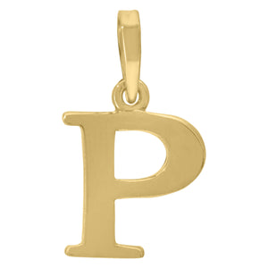 925 Sterling Silver Yellow-tone Unisex Plain Initial Alphabet P Charm Pendant