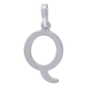 925 Sterling Silver Unisex Plain Initial Alphabet Q Charm Pendant
