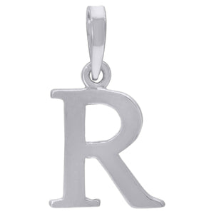 925 Sterling Silver Unisex Plain Initial Alphabet R Charm Pendant