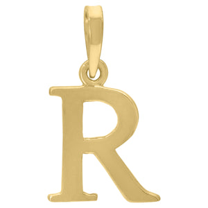 925 Sterling Silver Yellow-tone Unisex Plain Initial Alphabet R Charm Pendant
