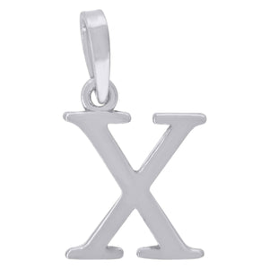 925 Sterling Silver Unisex Plain Initial Alphabet X Charm Pendant