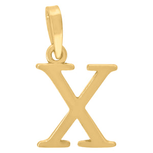 925 Sterling Silver Yellow-tone Unisex Plain Initial Alphabet X Charm Pendant